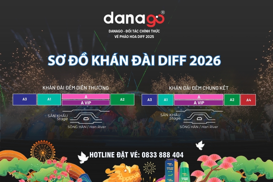 Sơ đồ khán đài xem pháo hoa Đà Nẵng